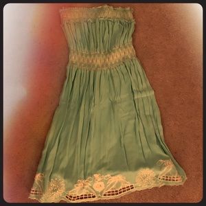Teal strapless dress